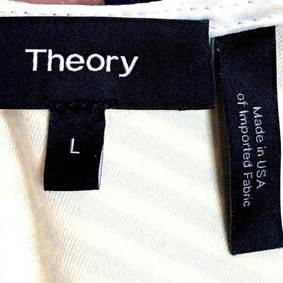 Theory Mivrill Ivory Navy Sail Stripe Coastal Nautical Sleeveless Dress Size L - Picture 8 of 9